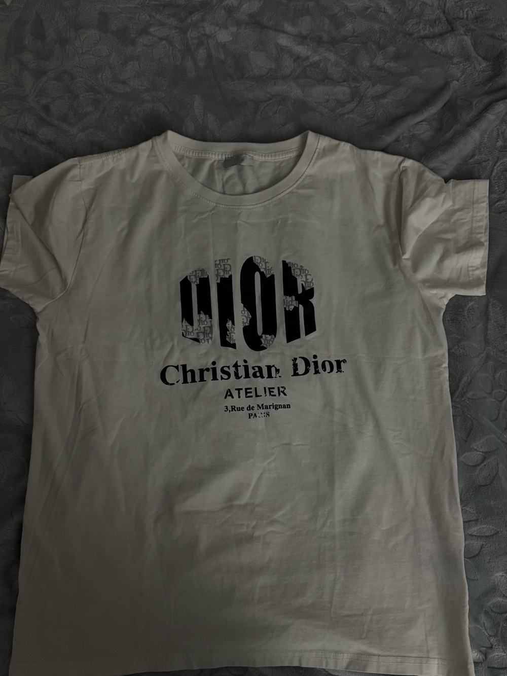 Dior White Crewneck Tee with Black Logo